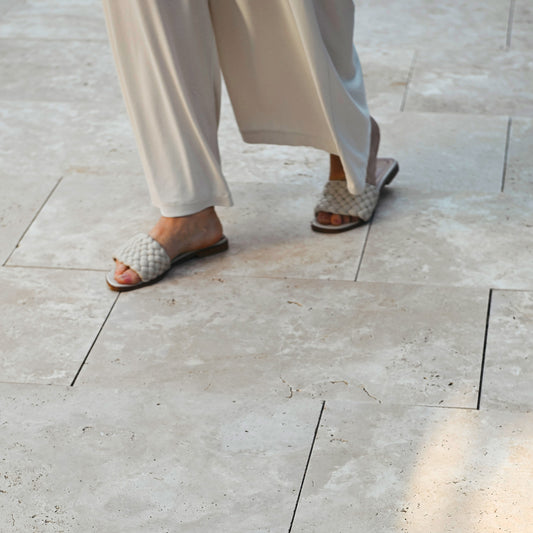 Nordstone Beige Antik Mattborstad Travertinplatta 12 mm